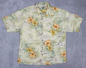 Men's Tommy Bahama 100% Silk Hawaiian Floral Button Up Short Sleeve Shirt Large - Picture 1 of 3