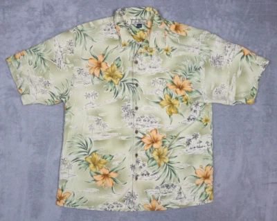 Men's Tommy Bahama 100% Silk Hawaiian Floral Button Up Short Sleeve Shirt Large - Image 1 of 3