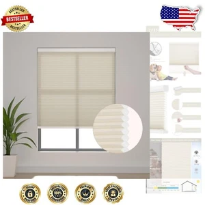 Eleganti Tende Cellulari Beige, 30"W x 72"H - Design Senza Fili Sicuro per Bambini - Foto 1 di 11