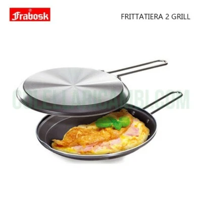 DOPPIA PADELLA ANTIADERENTE CM.25 FREE PFOA BASSA GIRA FRITTATA PIADINE OMLET - Immagine 1 di 4