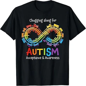 Autism Infinity Acceptance Train Autism Awareness Its Ok To Be Different T-Shirt - Picture 1 of 6