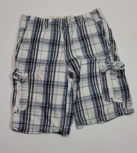 BKE Casual Cargo Skater Punk Y2K Blue White Plaid Shorts Men's 32x23 - Picture 1 of 12