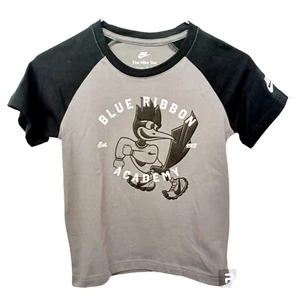 Nike Boys Blue Ribbon Academy Graphic T-Shirt-7-Gray-Black-Short Sleeves - Picture 1 of 5