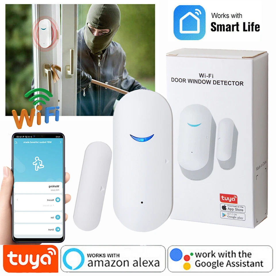 Wireless Wifi Home Window Door Burglar Security Alarm Sensor System Alexa Google - Image 1 of 4