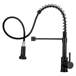 Black / Nickel Kitchen Faucet Sink Mixer Faucet Pull Down Sprayer Single Handle - Picture 1 of 29