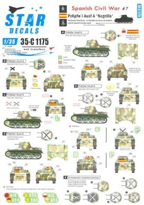 Star Decals 1/35 SPANISH CIVIL WAR #7 NEGRILLO PzKpfw I Negrillo Tanks - Image 1 of 2