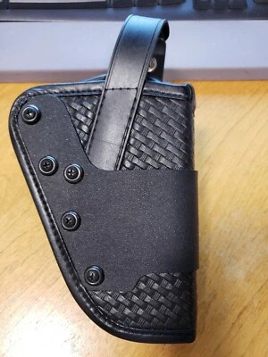 Uncle Mike's Mirage Duty Holster Size 2 RH Black Basket Weave Belt Adj. Cant - Image 1 of 4