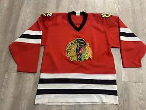 Chicago Blackhawks Jersey Mens L Red Vintage CCM Blank Home Stitch USA Flaws - Picture 1 of 8