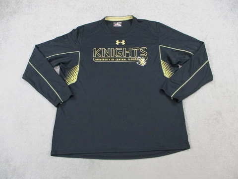 UCF Knights Shirt Mens 2XL XXL Black Gold Long Sleeve Under Armour Heatgear Cover