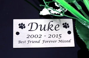 STAINLESS STEEL PET MEMORIAL FUNERAL PLAQUE URN GRAVE MARKER LASER ENGRAVED - Picture 1 of 19