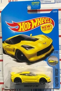 2017 HOT WHEELS CORVETTE C7 Z06, YELLOW, #1/10 FACTORY FRESH, #128/365 - Picture 1 of 6