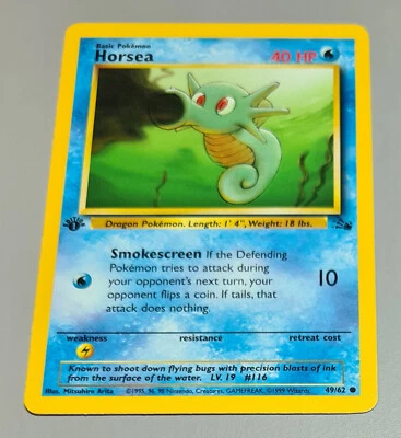 Horsea # 49/62 1.Edition Common aus Fossil 2000 Pokemon EN Near Mint Vintage - Bild 1 von 3