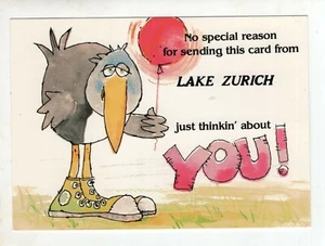 Large Vintage Post Card - Just thinking about you. - Lake Zurich - Illinois - Picture 1 of 2