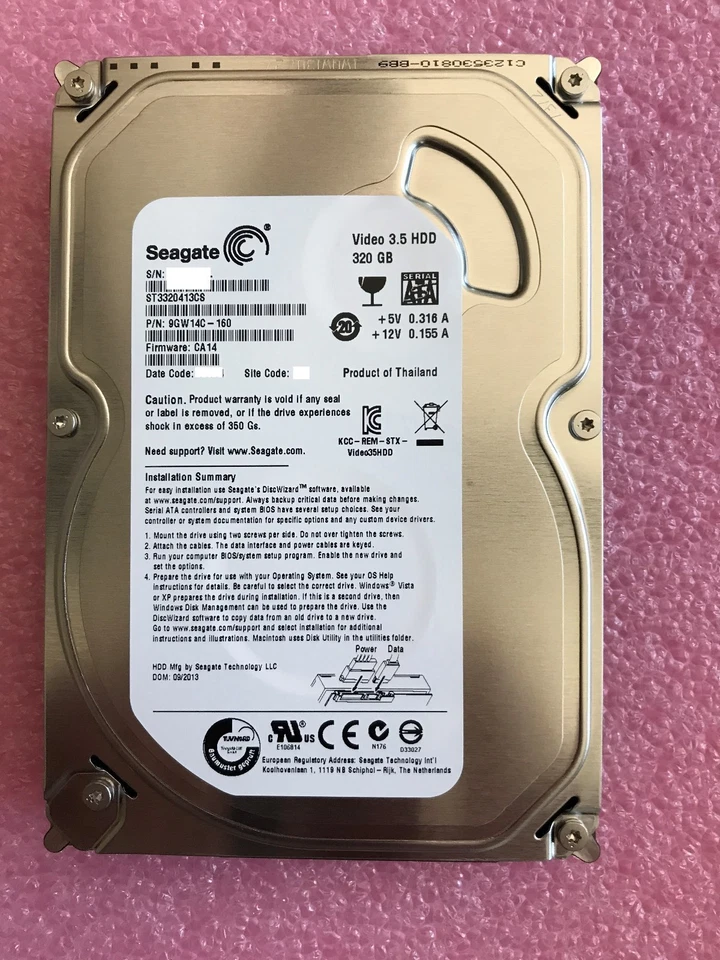 Seagate ST3320413CS 320GB 5900rpm SATA 3.5" Video Hard Drive  - Image 1 of 1