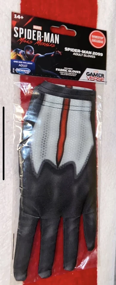 Marvel Spiderman Miles Morales 2099 Gamer Adult White Gloves The Spider Verse - Image 1 of 1