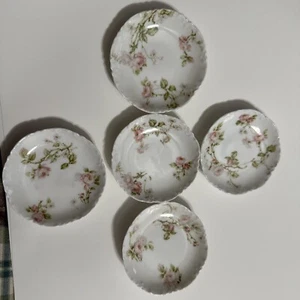 Haviland Limoges BUTTER PAT DISHES Pink Floral Charming Set of 5 Beautiful Cond - Picture 1 of 5