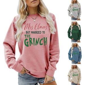 Christmas Sweatshirt Women Mrs Santa But Married To Funny Letters Pullover Top