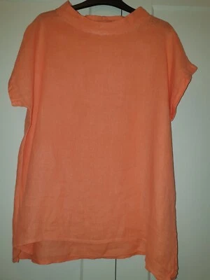 Coral Linen Boxy Blouse Size M - Image 1 of 3