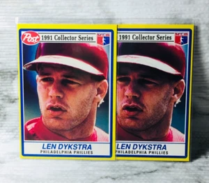1991 Post Cereal #8 Len Dykstra Philadelphia Phillies 2 Card Lot - Picture 1 of 2