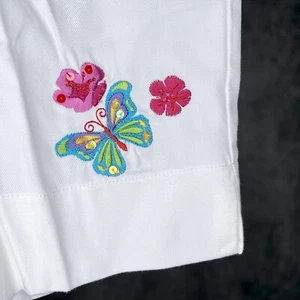 Breckenridge womens butterfly embroidered pull on capri pants petite 6P white - Picture 1 of 7