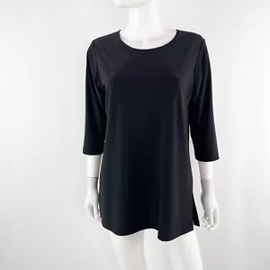 Sympli Top Black Tunic 3/4 Sleeve Size 6 Made in Canada - Picture 1 of 8