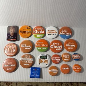 Lot de 20 boutons épinglés de campagne politique canadienne nouveau parti démocratique