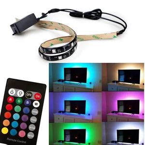 USB Dimmbar LED Monitor/TV RGB Klebeband Licht Streifen Mit Fernbedienung - Bild 1 von 5
