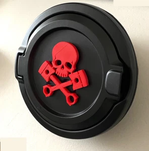 Piston Skull in 3D Black w RED For 2018-2023 Jeep Wrangler JL JLU - skeleton - Picture 1 of 2