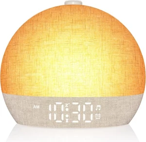 Wake Up Light Sunrise Alarm Clock,White Noise Machine with 30 Soothing Sounds,St - Picture 1 of 8