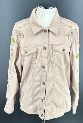 Chaqueta para mujer Live a Little bolsillos bordados talla 1X sarga tostada Foto 1 de 4