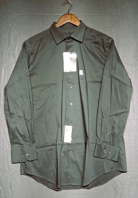 ALFANI Men’s Slim Fit Stretch Performance Dress Shirt Gray Large 16-16.5 32-33 - Image 1 of 4