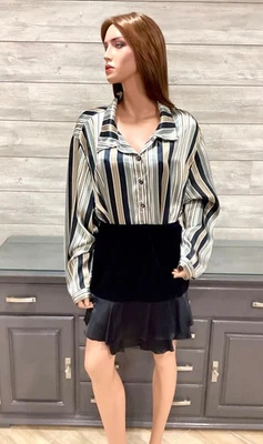 Новый роскошный черный атласный длинным рукавом секретарь блузка плюс 4XL новый без ЯРЛЫКОВ - Изображение 1 из 4