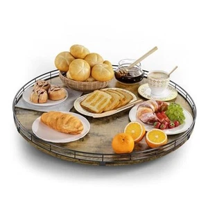 Lazy Susan Turntable Organizer for Table Top, 21’’ Round Wooden Lazy 21" Rustic - Picture 1 of 7