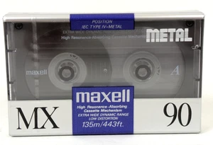Maxell MX 90 Type IV Metal Cassette Tape Blank Japan Audio Recording NEW SEALED - Bild 1 von 2