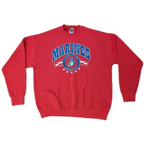 Vintage United States Marines USMC Crewneck Sweatshirt Mens XL USA Red Military - Picture 1 of 10