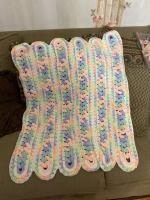 VTG Handmade Crochet Granny Couch Throw Afghan Multi Baby Lap Blanket 30”x40” - Image 1 of 4