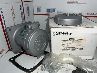 APPLETON ADR6034 ALUMINUM 60A POWERTITE 3W 4P PIN & SLEEVE RECEPTACLE ***NIB*** - Image 1 of 4