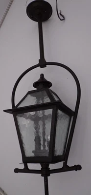 Colgante exterior Bourbon Street 2 luces acabado bronce aceitado tono martillado transparente Foto 1 de 4