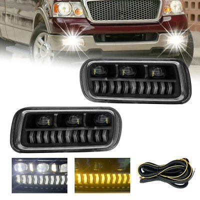 For 2004 2005 2006 Ford F-150 LED Fog Lights Front Bumper Lamps with DRL+Wiring - Imagem 1 de 4