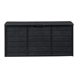 Outdoor Garden Storage Deck Box 75 Gallon Black Plastic Chest for Tools - Picture 1 of 12