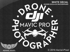 DJI Mavic Pro Drone Fotografo Adesivo per decalcomanie per finestre nero, bianco o rosso - Foto 1 di 8