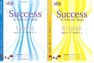 NEW x 2 Letts SUCCESS 10 MINUTES TESTS - MATHS ENGLISH 11+ SATS APP age 10-11 - Foto 1 di 1