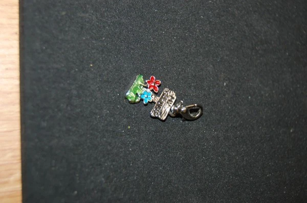 vintage Bead Anhänger Bettelarmband Emaille versilbert My Garden Garten Blumen - Bild 1 von 1