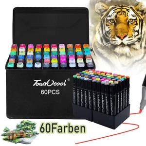 60 Colors Dual Tip Art Markers Sets Fine Art Marker Metal Glass Rock Waterproof - Picture 1 of 12