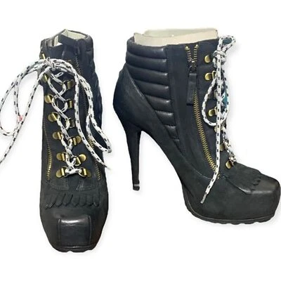 NEW Boutique 9 Lace up stiletto heel platform ankle boots . Sz 9.5 Leather - Image 1 of 4