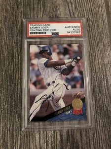 SAMMY SOSA SIGNED CHICAGO CUBS LEAF 1993 PSA/DNA SLABBED CARD PSA RARE AUTOGRAPH - Picture 1 of 2