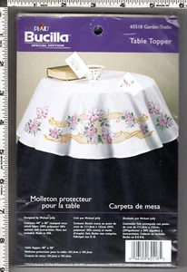 Garden Trellis 40" Round Table Topper Stamped for Embroidery Plaid Bucilla 65518 - Picture 1 of 4
