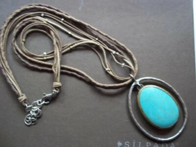 Silpada Pendant Howlite Necklace  N1804 Leather Turquoise Sterling Silver 925 - Image 1 of 4