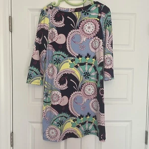 Vestido Talbots Jersey Shift Espiral Paisley Multicolor Talla Mediana Pequeño D25 - Imagen 1 de 9