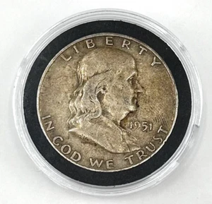 1951 D USA Franklin 90 % Silber halbe Dollar Münze mit Etui - Bild 1 von 2
